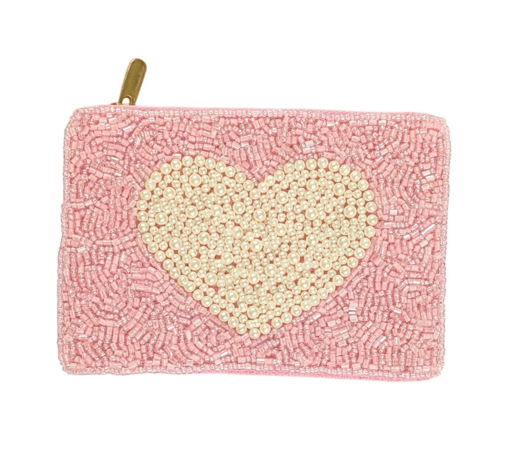 Heart Themed Fully Beaded Coin Purse