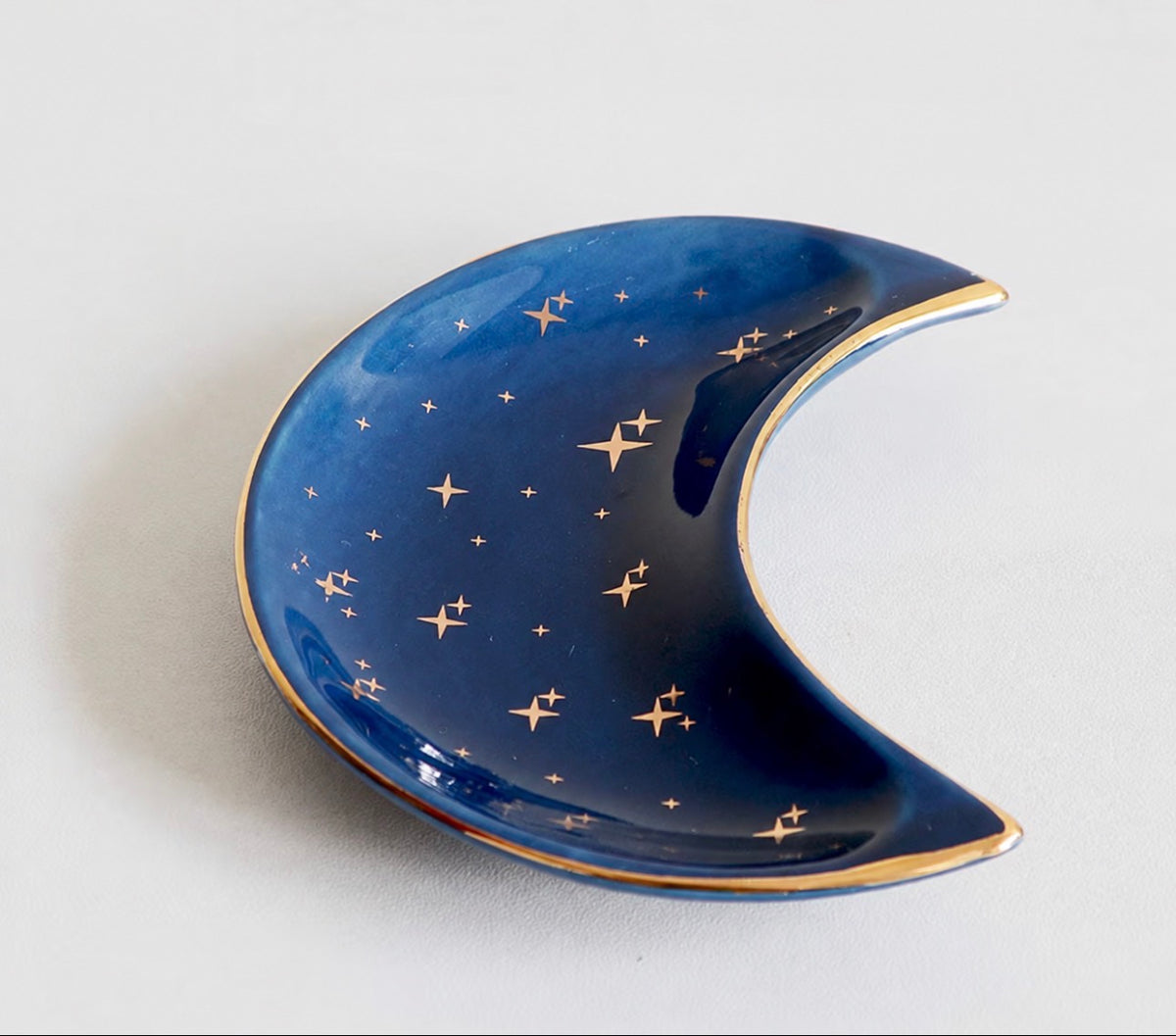 Crescent moon blue dice dish