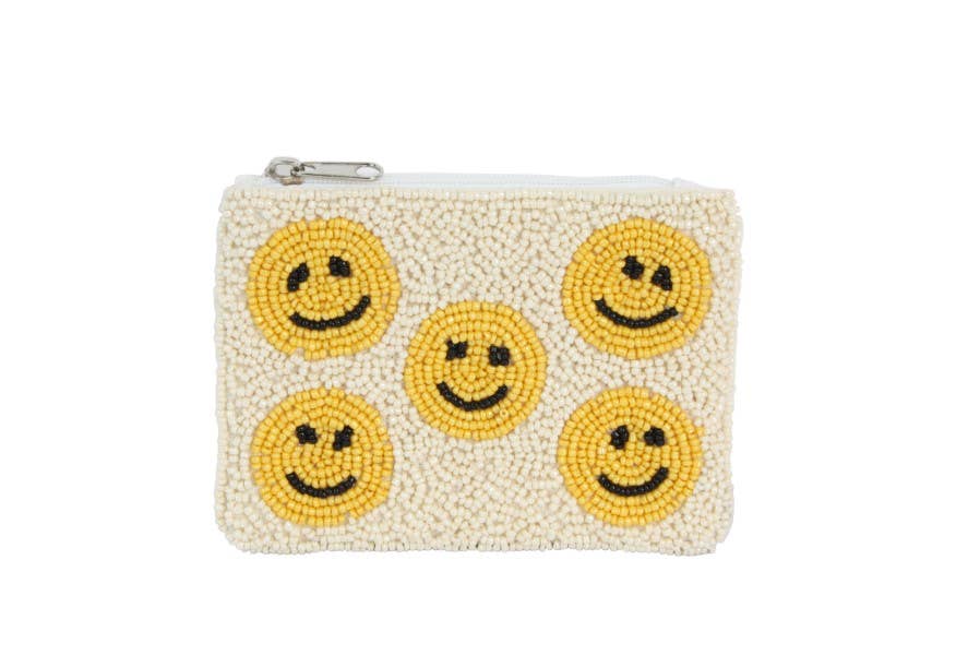 Happy Face 🙂 Fully Beaded Coin Purse
