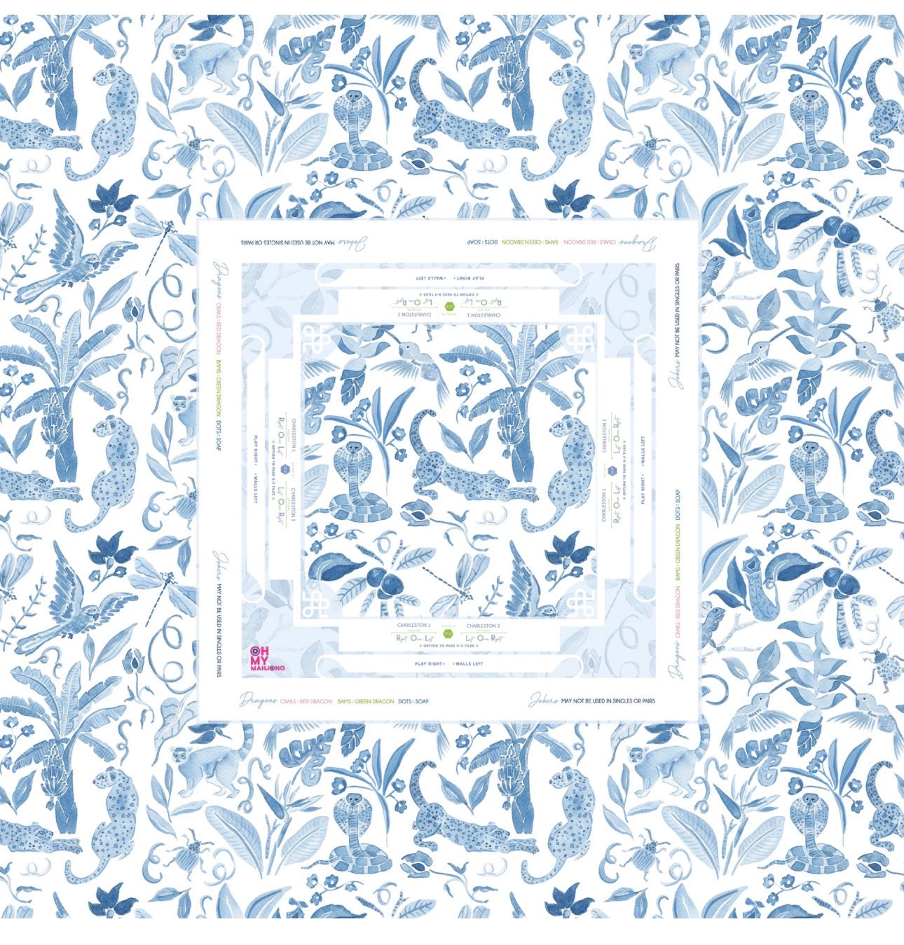 Amazon Blue Instructional Mahjong Tablecloth