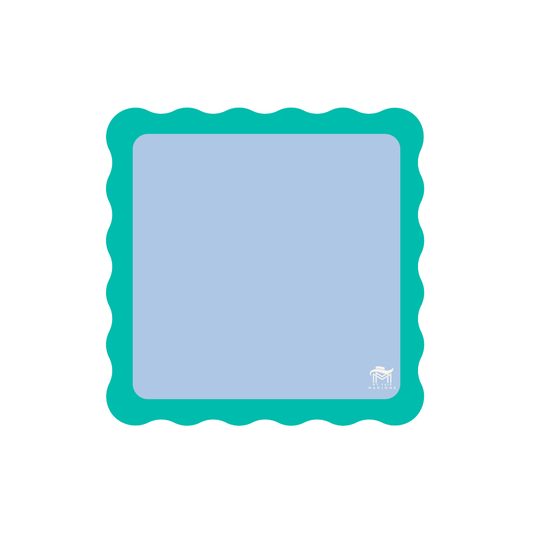 MINI MAHJONG MAT - 21" x 21": Blue Center- Green Scallop