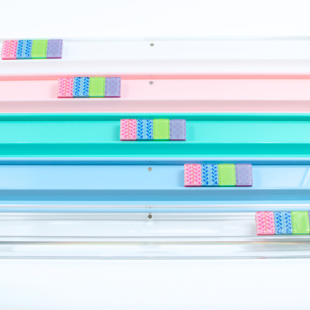 MAHJONG RACKS | Premium Acrylic | 4 Racks + 4 Pushers: Tortoiseshell