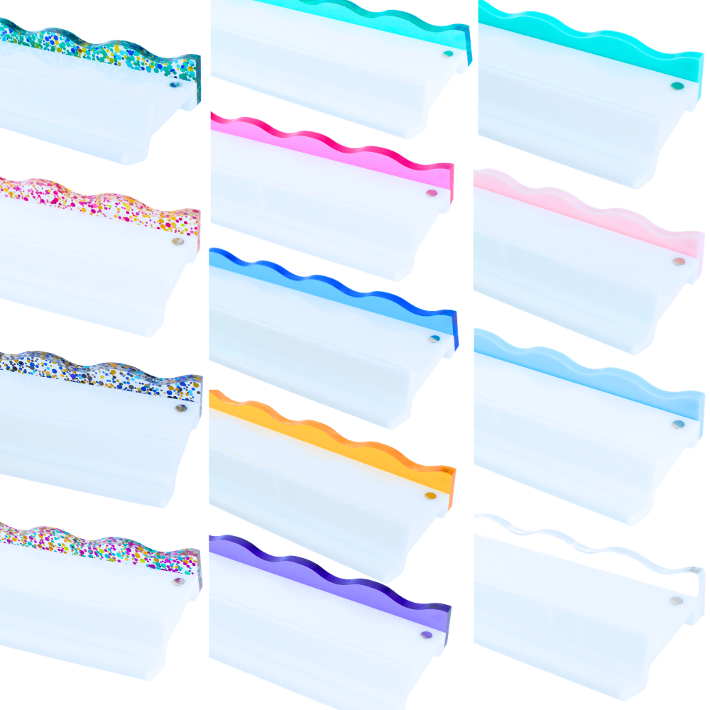 MAHJONG RACK PUSHER ADD ON-MAGNETIC | Premium Acrylic Set(4): Solid-Wavy-Macaron Blue