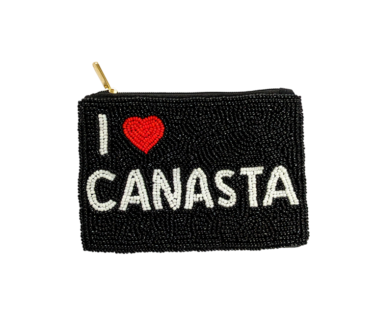 Fully Beaded Canasta Themed Coined Purse