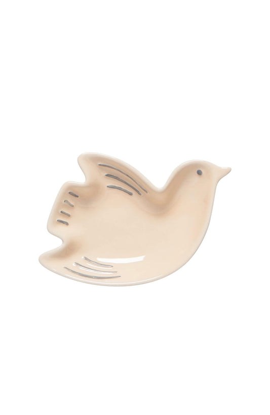 Beige bird dice dish