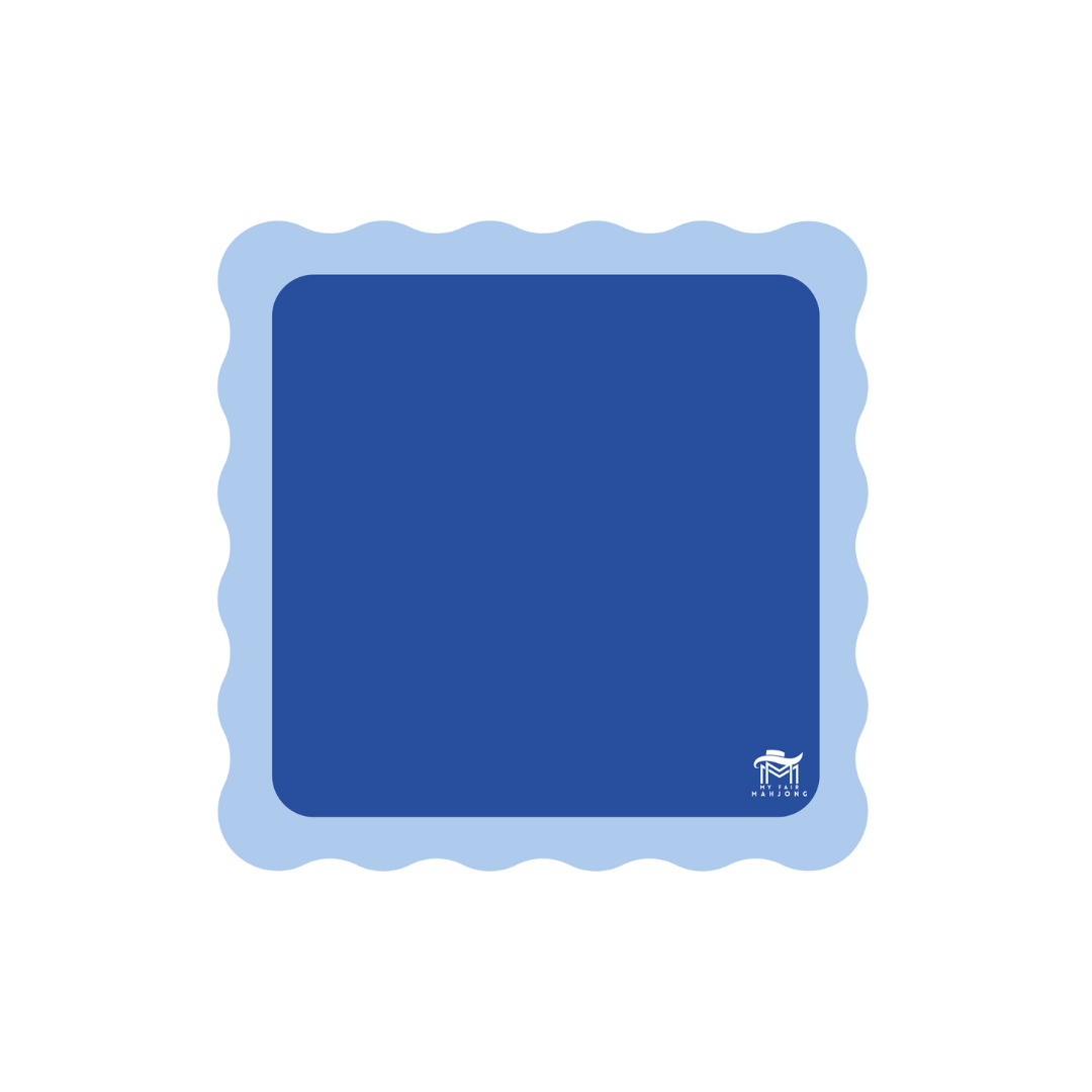 MINI MAHJONG MAT - 21" x 21": Pink Center- Blue Scallop