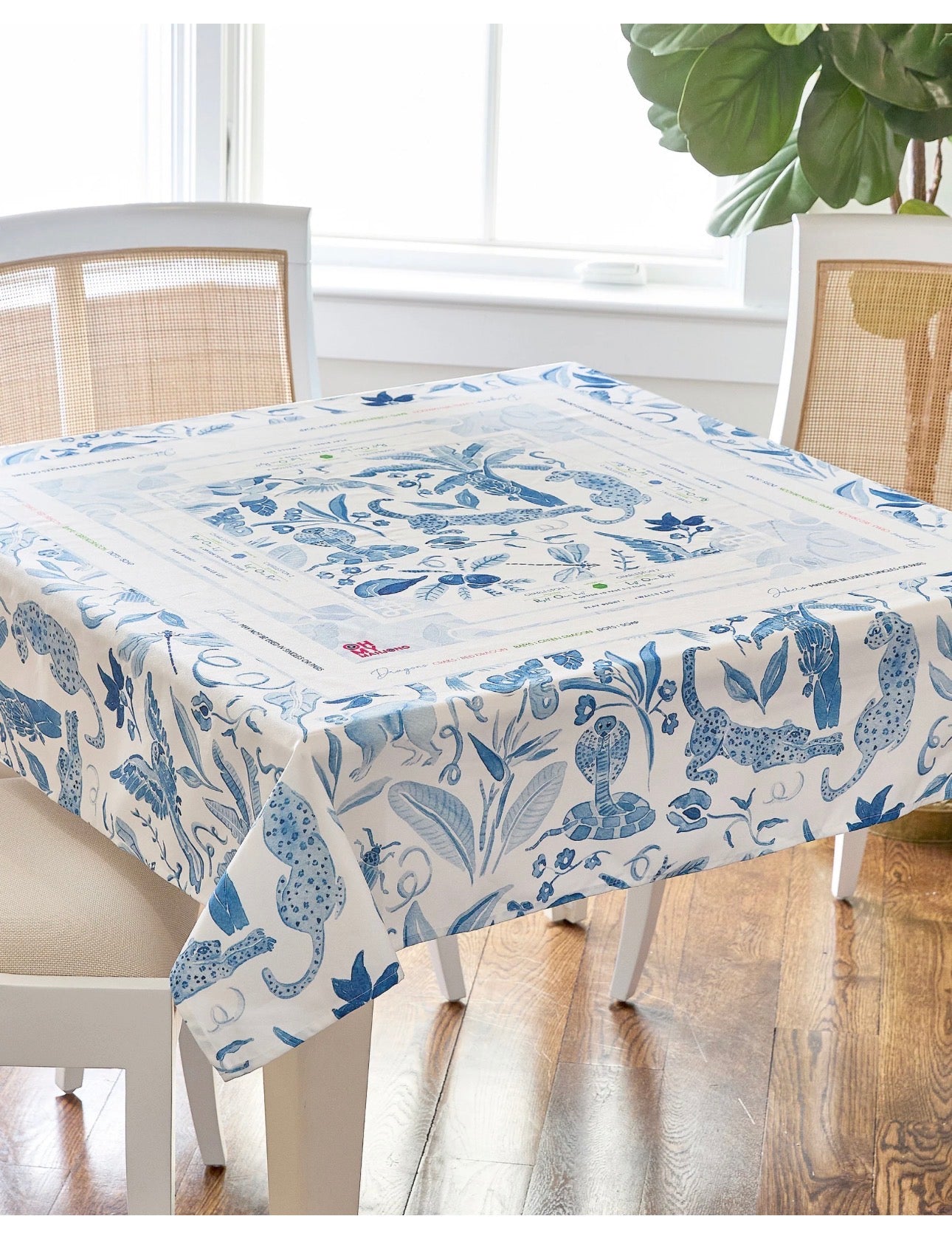 Amazon Blue Instructional Mahjong Tablecloth