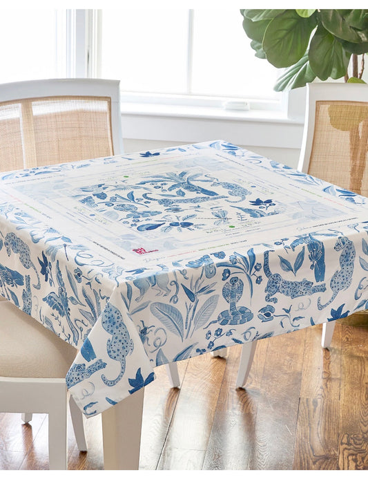 Amazon Blue Instructional Mahjong Tablecloth