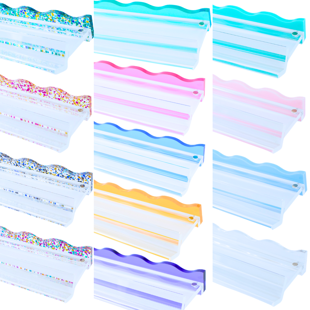 MAHJONG RACK PUSHER ADD ON-MAGNETIC | Premium Acrylic Set(4): Solid-Wavy-Macaron Blue