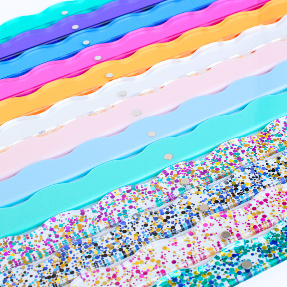 MAHJONG RACK PUSHER ADD ON-MAGNETIC | Premium Acrylic Set(4): Solid-Wavy-Macaron Blue