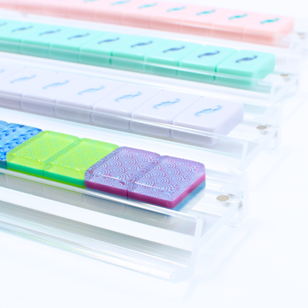MAHJONG RACKS | Premium Acrylic | 4 Racks + 4 Pushers: Solid Macaron Purple