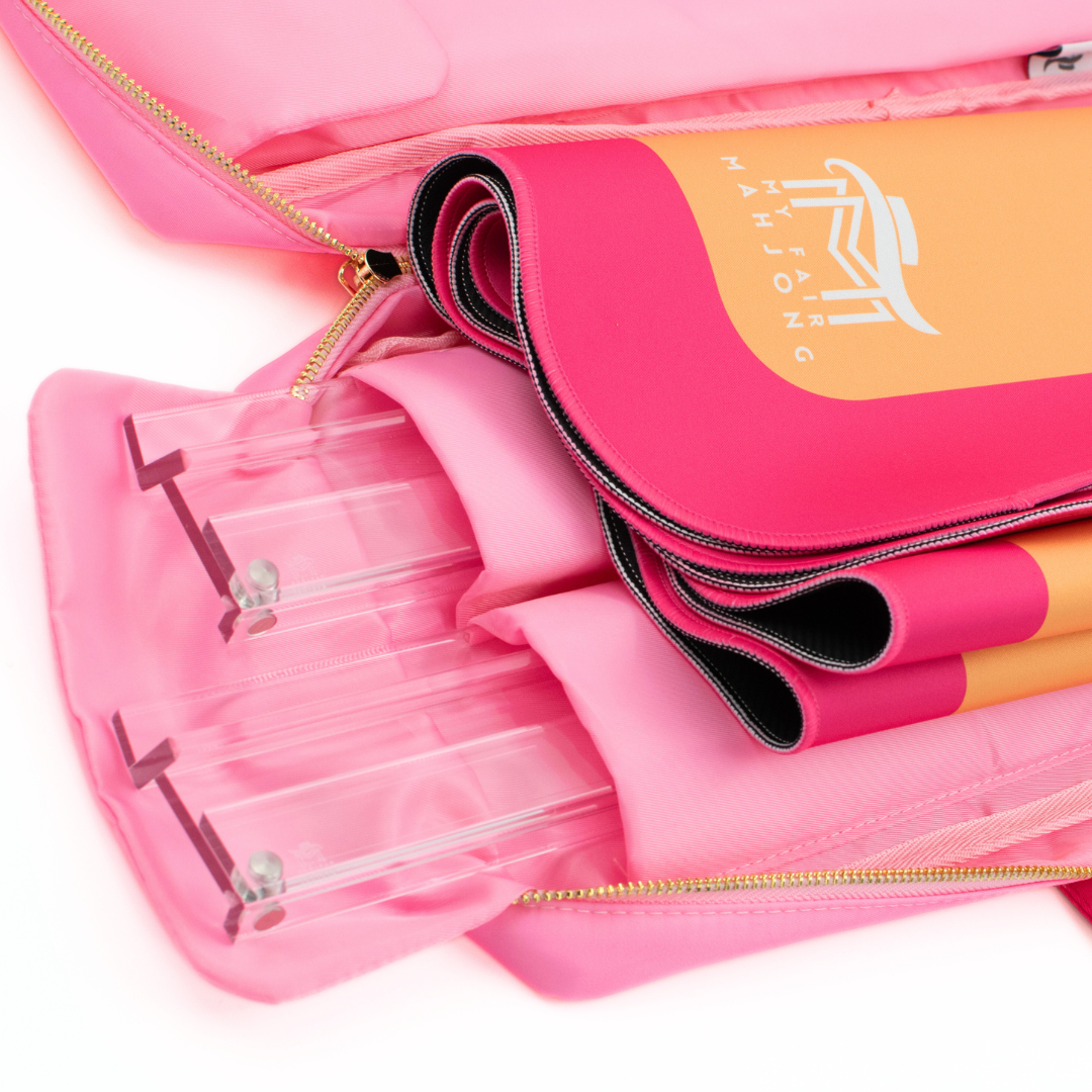 MAHJONG RACKS | Premium Acrylic | 4 Racks + 4 Pushers: Solid Macaron Pink