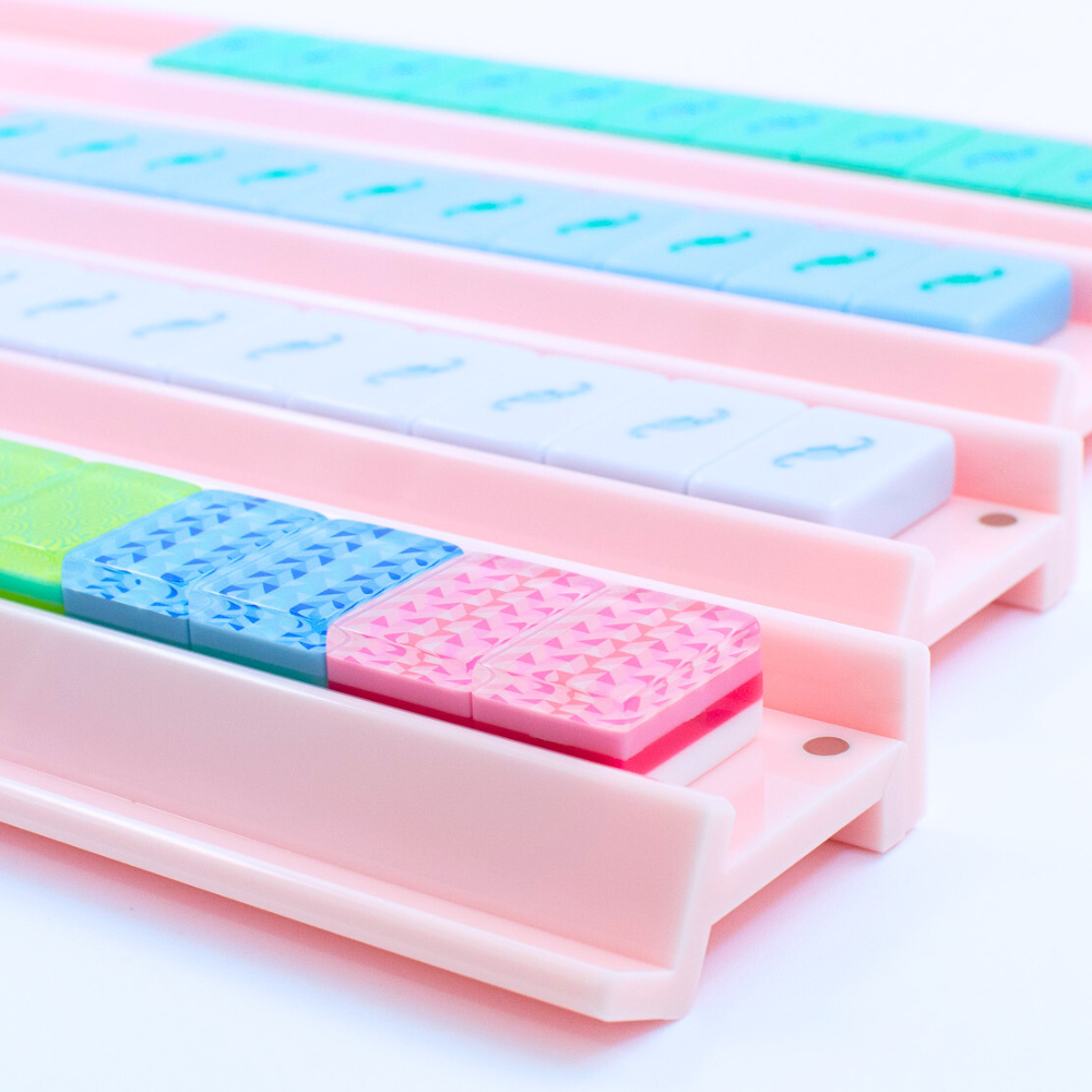MAHJONG RACKS | Premium Acrylic | 4 Racks + 4 Pushers: Solid Magenta - ships in about 2 weeks.