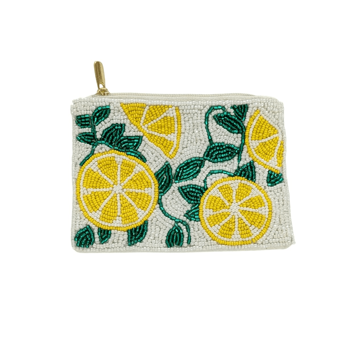 Lemons Themed Fully Beaded Coin Purse