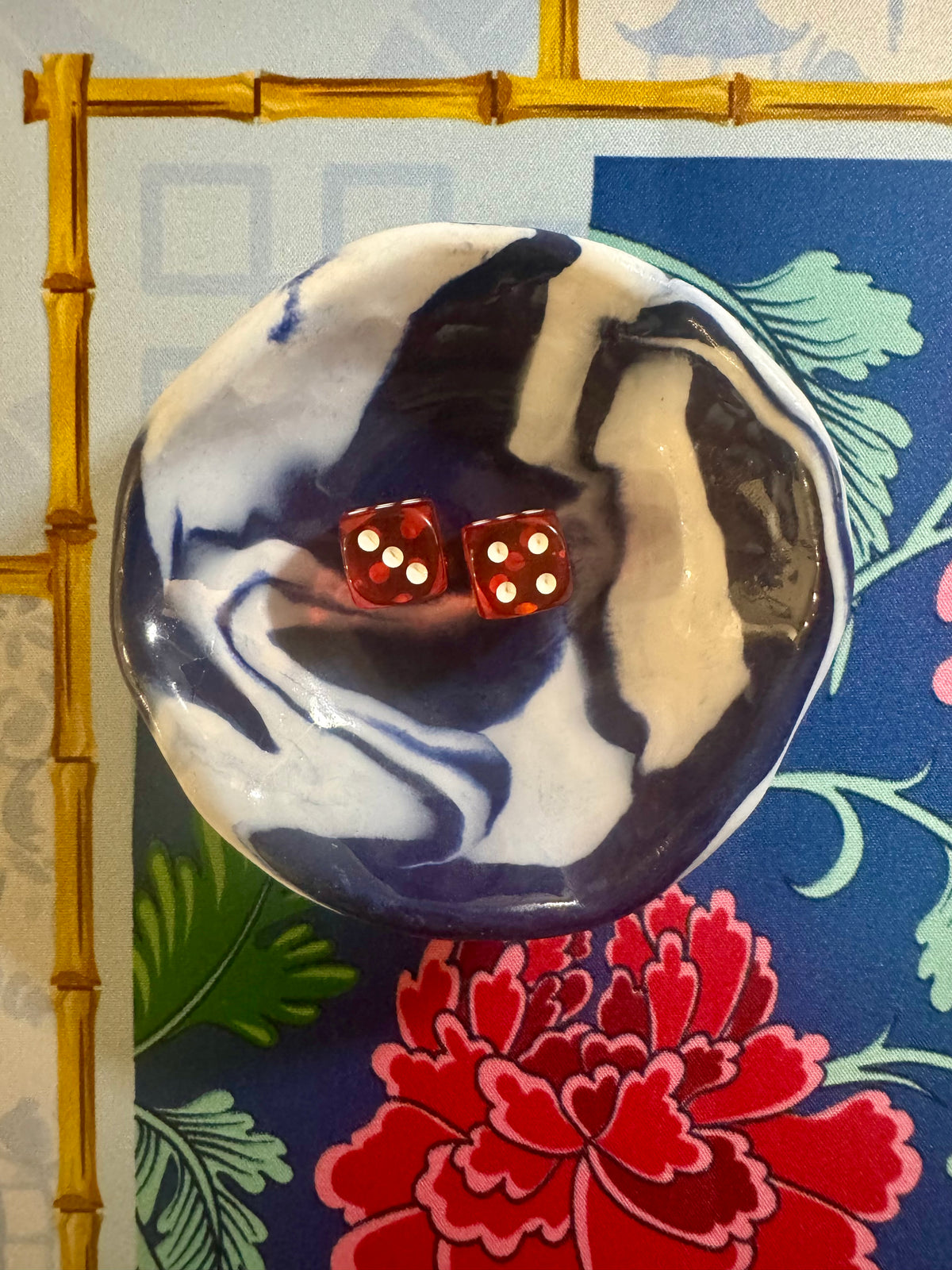 Deep blue dice dish