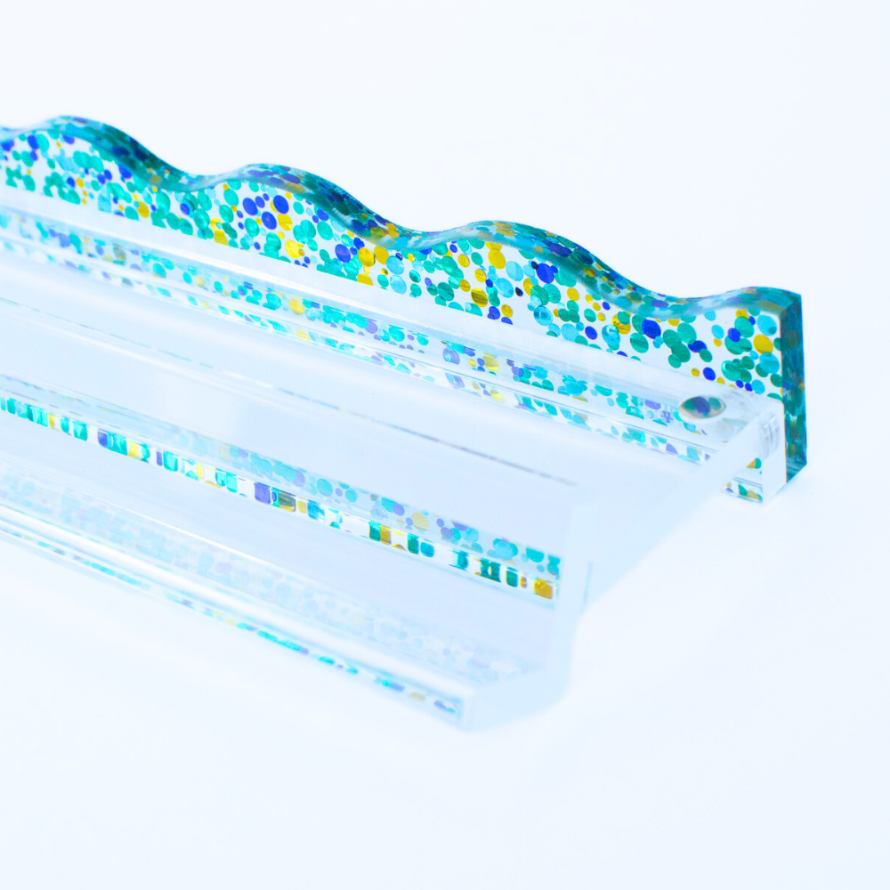 MAHJONG RACK PUSHER ADD ON-MAGNETIC | Premium Acrylic Set(4): Solid-Wavy-Macaron Blue