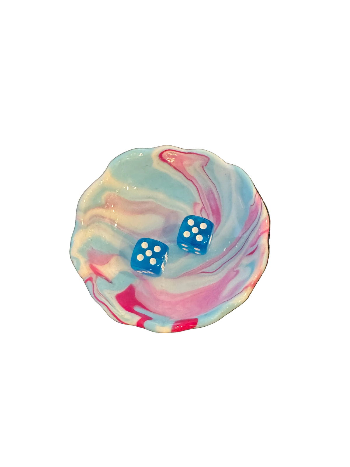 Pink / baby blue dice dish