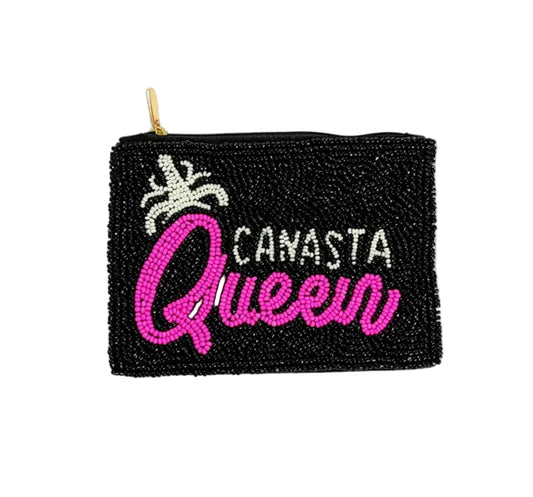 Fully Beaded Canasta Themed Coined Purse