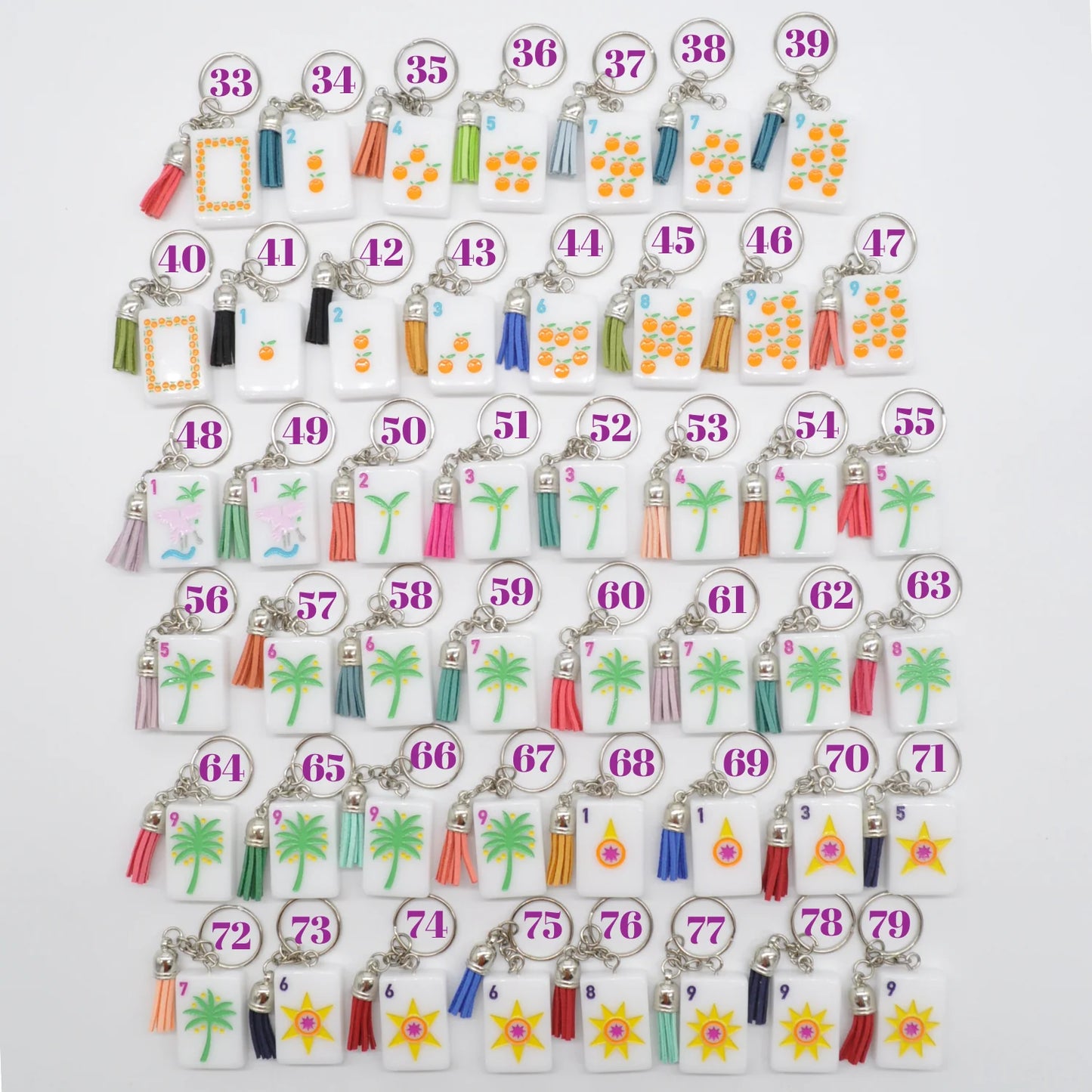 Mahjong Tile Keychains (Florida, Sunshine Tiles)