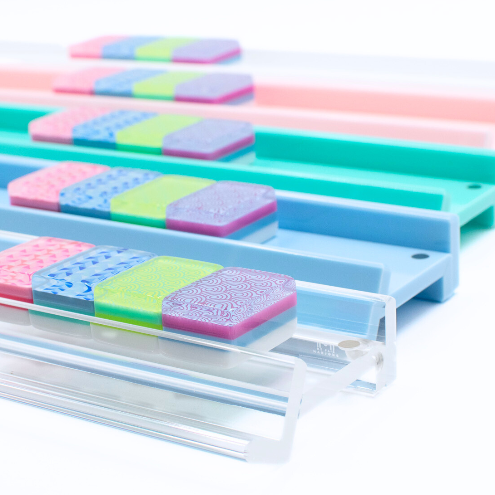 MAHJONG RACKS | Premium Acrylic | 4 Racks + 4 Pushers: Solid Macaron Blue