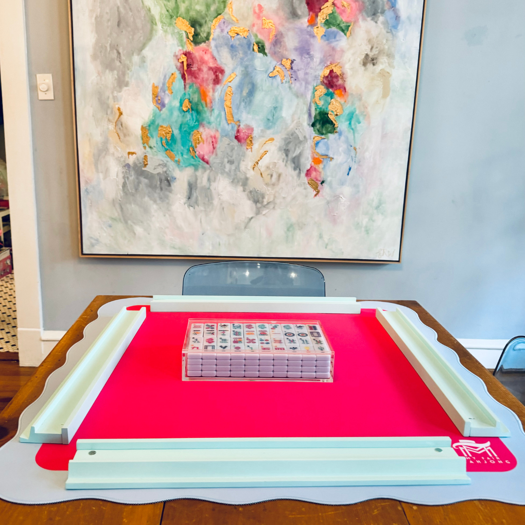 MAHJONG MAT  |  Colour Wave  |  31" x 31": Blue Center- Green Scallop