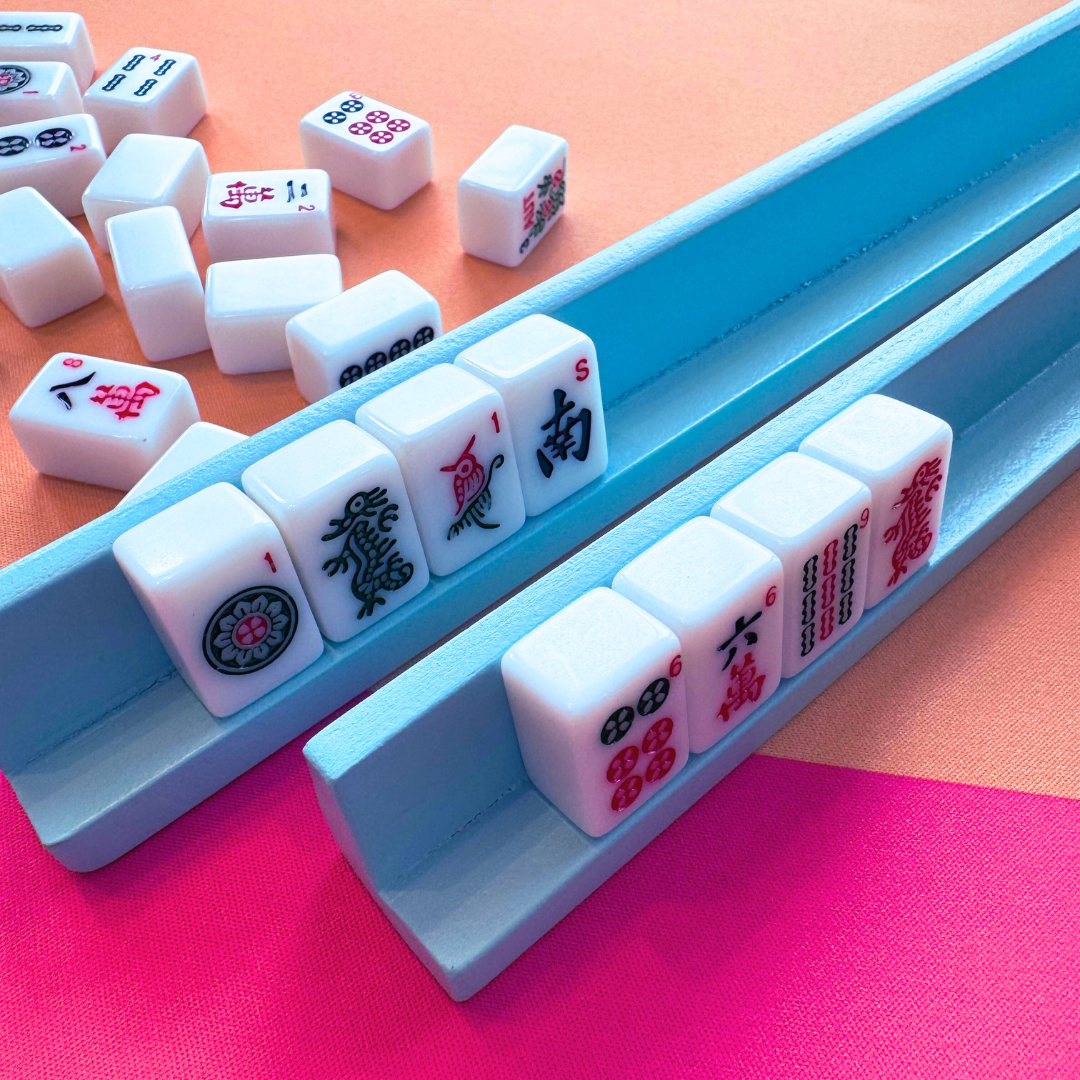 MINI MAHJONG MAT - 21" x 21": Blue Center- Green Scallop