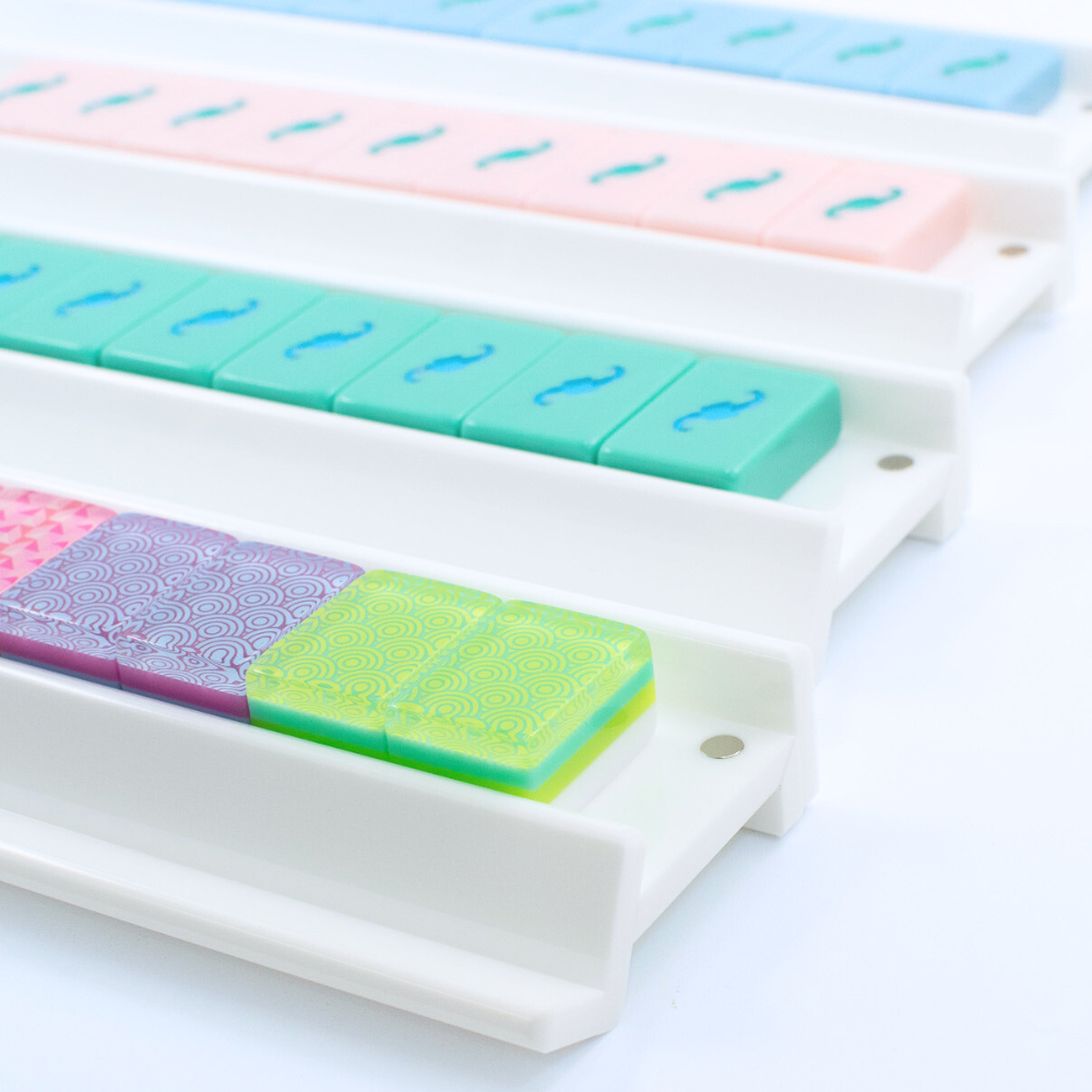 MAHJONG RACKS | Premium Acrylic | 4 Racks + 4 Pushers: Solid Magenta - ships in about 2 weeks.