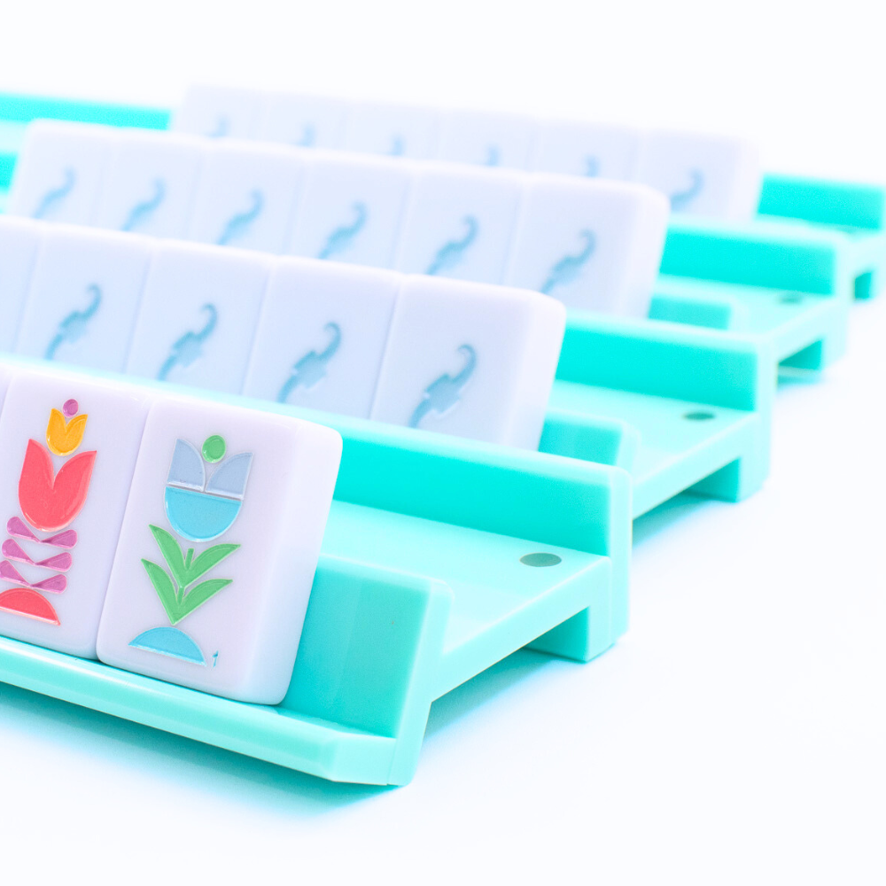 MAHJONG RACKS | Premium Acrylic | 4 Racks + 4 Pushers: Solid Macaron Purple