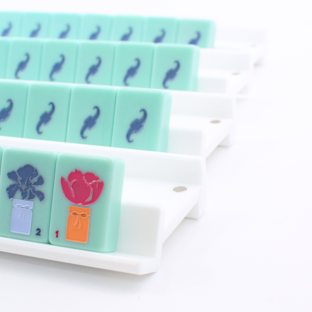 MAHJONG RACKS | Premium Acrylic | 4 Racks + 4 Pushers: Solid Magenta - ships in about 2 weeks.