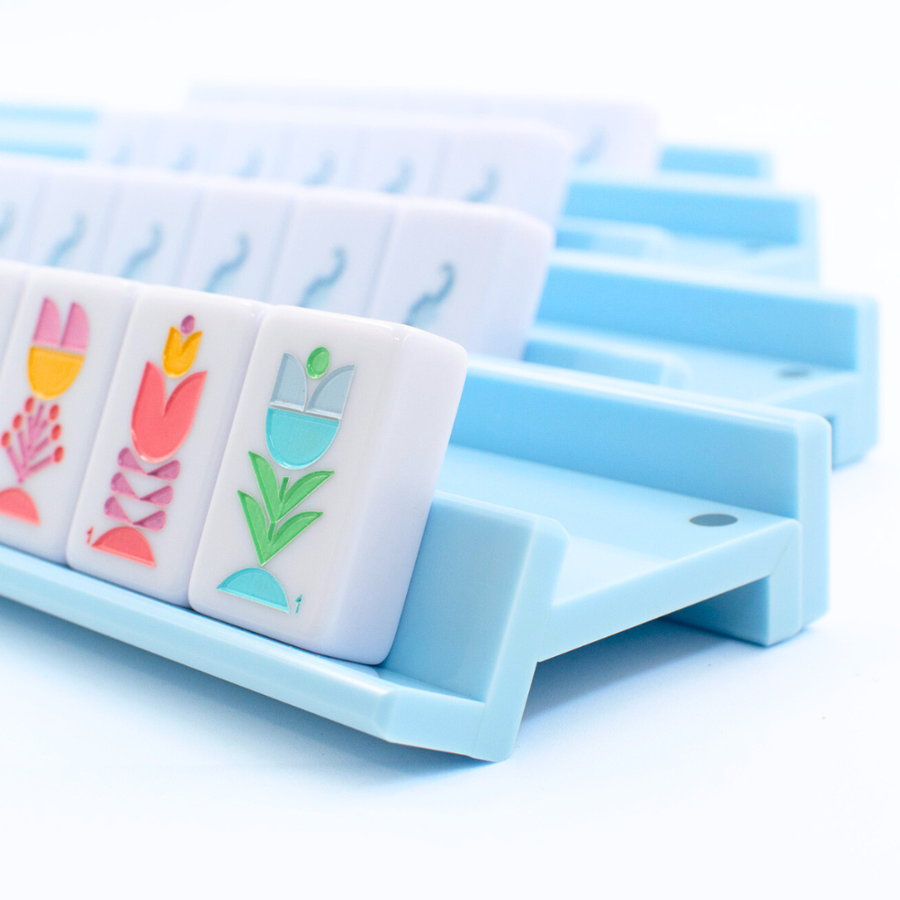 MAHJONG RACKS | Premium Acrylic | 4 Racks + 4 Pushers: Tortoiseshell