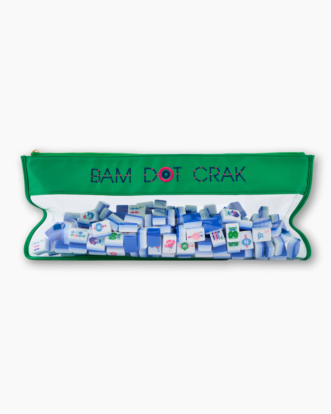 Kelly Green Bam Dot Crak Mahjong Zippered Bag